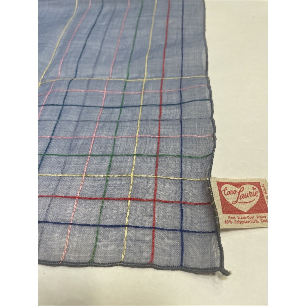 Vintage Carol Laurie Handkerchief Blue Striped 20 X 20 made In The USA